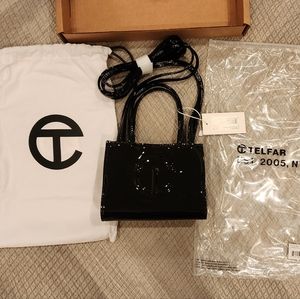 Telfar Patent Leather Black Shopping Bag - Size Small